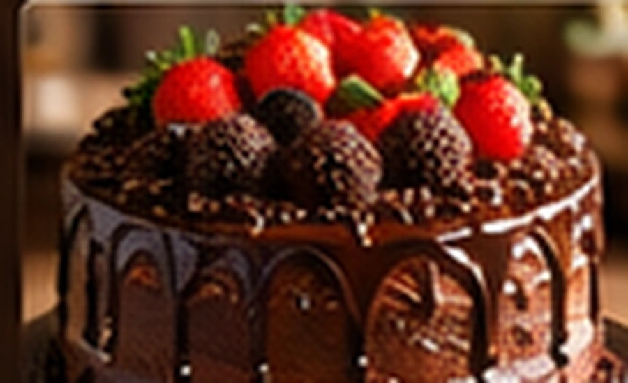 Bolo de chocolate com morangos
