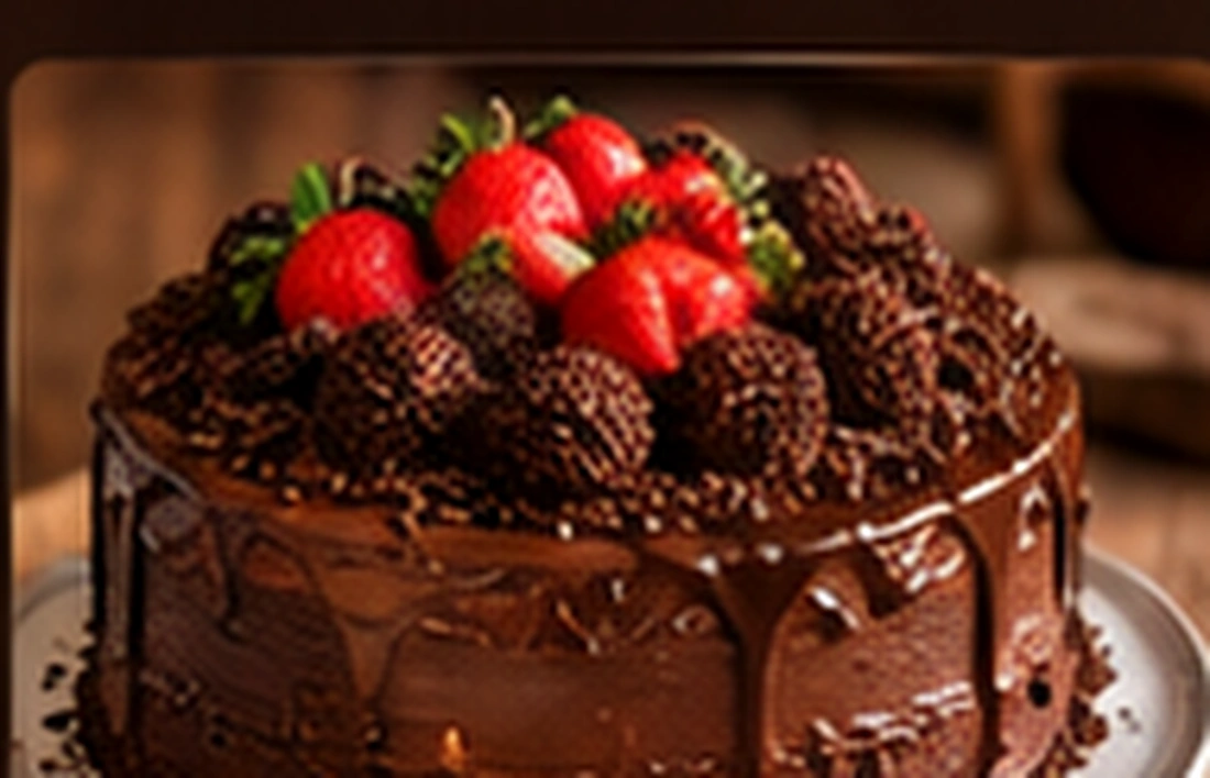 Bolo de chocolate com morangos